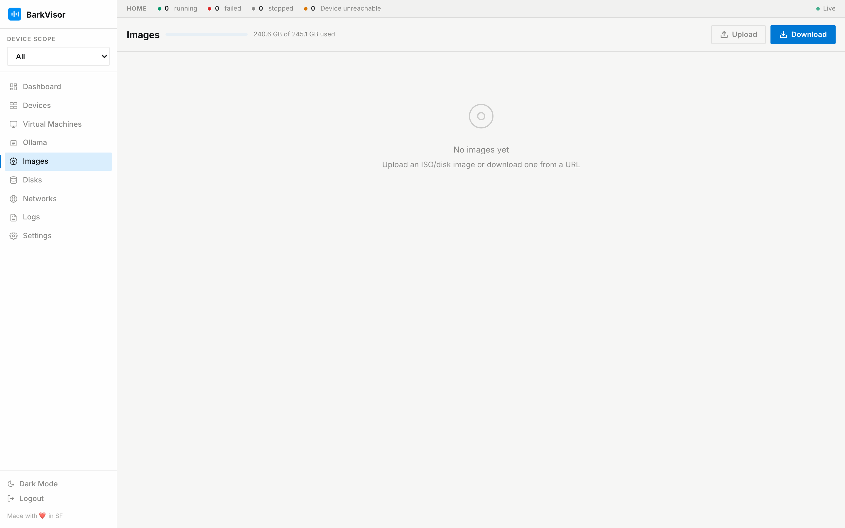 Images library with capacity bar